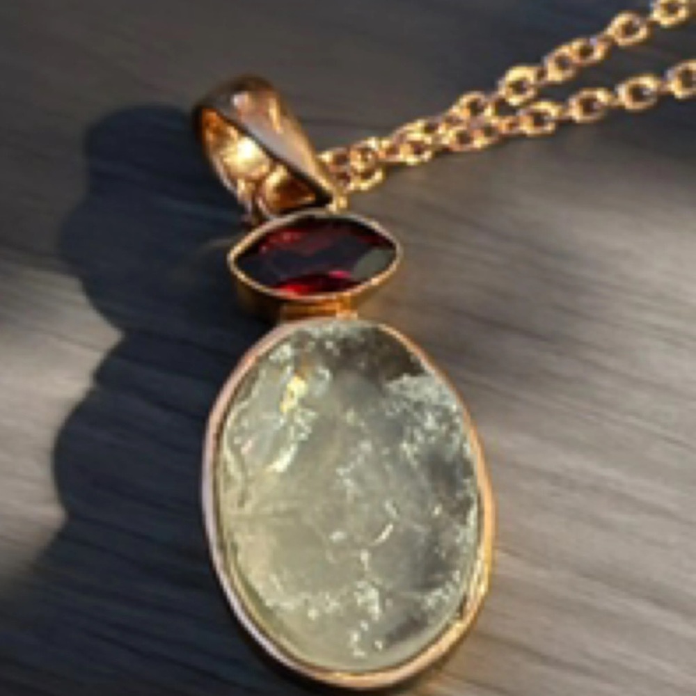 Rose Quartz and Garnet Copper necklace